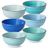 vancasso Bonita Keramik-Schüsseln, Mini-Dessert- und Dip-Schalen, 12,7 cm, Kinderschalen, spülmaschinen- und mikrowellengeeignet, Blau, 340 ml, 6 Stück