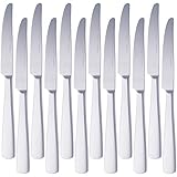 Amazon Basics Tafelmesser mit Eckiger-Rand, Edelstahl, 12er-Pack, Silberfarben