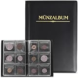 Münzalbum – Hochwertige 2 Euro Münzen Aufbewahrung, Sammelalbum für Münzen, Kunstleder Coinalbum für Münzsammlung und Geldwährung | 60 Taschen (4,5 X 4,5 Cm Pro Raster)