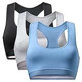 DANISH ENDURANCE Damen Bralette BH aus Bio-Baumwolle 3 Pack (Mehrfarbig (1x Schwarz, 1x Grau, 1x Blau), Large)