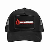 UGLYSHIRT Feuerwehr Cap | FFW Basecap mit gesticktem Feuerwehr-Motiv – Verstellbare Schirmmütze für Einsatzkräfte & Fans – Schwarz Rot Unisex Mütze | M1 Schwarz