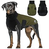 ALAGIRLS Reflektierend Hundejacke, Winter wasserdichte Fleece Warme Jacke Hundemantel, Hunde Jacken Mantel Hoodie Hundejacke für Kleine Mittelere und Große Hunde Armeegrün XL