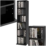 tectake® CD Regal für bis zu 102 CDs - Aufbewahrung für CD Hüllen, DVD Ständer, Holzregal Wand, Wohnzimmerschrank, Büroschrank, Offenes Stauraumregal - Schwarz