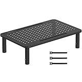 BONTEC Monitorständer Höhenverstellbarer Bildschirmständer Monitor-Raiser Ergonomischer aus hochwertigem Metall Ständer für Laptop, Computer, iMac, PC, Drucker bis 20 kg, Schwarz