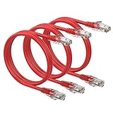Cat6-Kabel, 30 cm, Rot, 3 Stück