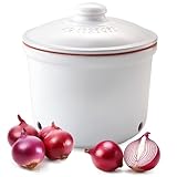 Römertopf Zwiebeltopf Frische-Topf MAXI aus Naturton, Keramik Vorratstopf Ø 20,0cm weiß