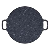 AKLOSIPY Runde Antihaft-BBQ-Bratplatte mit Zange und Hitzebeständigen Handschuhen, 30 Cm – Zum Kochen Im Freien und Beim Camping (41cm)