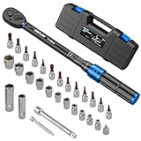 KRETLAW 30tlg. Drehmomentschlüssel Set, 3/8' Drehmoment-Schlüssel 5-60 Nm 72 Zähne, ±3% Fehlergenauigkeit mit Verlängerungen, Stecknusse, Adapter