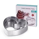 Boolico Herzbackform,Edelstahl Tortenring Set,Backrahmen Backring Kuchenring Herz