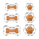 6 Stück Ausstechformen Knochen, Edelstahl Hundepfote Präge Keksausstecher, Ausstechform Hund und Knochen, Tortendeko für Hunde-Kekse oder Leckerlis Backen Basteln