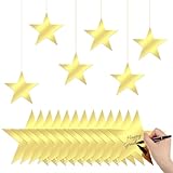 40stk Papier Sternausschnitten，glitzer sterne deko，15.2cm Große Stern-Ausschnitte，bulletin board stars，Stern Weihnachten Tischdeko，für Hochzeit, Geburtstag Roter Teppich Partyzubehör Basteln (Gold)