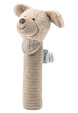 Sterntaler Baby Quietsche Hund Lucky - Baby Spielzeug aus weichem Flauschmaterial mit Cord - Greifspielzeug für Babys - Erste Versuche im Greifen und Spielen, graubeige