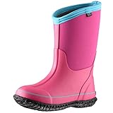 MCIKCC Kinder Gummistiefel, wasserdicht, klassisch, zum Anziehen von Schnee, Pink (rose), 37 EU