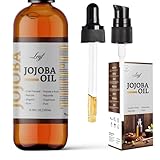 Leyf Bio Jojobaöl 200 ml, 100% Rein, Vegan, Körper, Haare, Gesicht, Nägel, Glasflasche + Glaspipette + Pumpe, Feuchtigkeitspflege, Futterspender, Körperöl Straffend