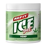 REFIT® Ice Gel Hanf 230 ml – Extra Kühlgel mit Menthol & Hanföl – Kühlendes Massagegel für Muskeln, Rücken & Gelenke – Eisgel nach Sport, Arbeit oder einem aktiven Tag