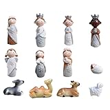 Weihnachtskrippenfiguren, Kunstharz, Weihnachtskrippe, Jesus-Geburtsset, Krippenfiguren und Krippenfiguren, Krippenstall, Heilige Geburt, Heilige Familie, Miniaturen, Statue für Zuhause,