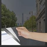 Homein Spiegelfolie Fenster Sichtschutz Sonnenschutzfolie Innen 44,5x200cm, Fensterfolie Sonnenschutz Hitzeschutz UV Schutzfolie außen, Hitzeschutzfolie Einseitig Blickdicht Wärmeschutzfolie Schwarz
