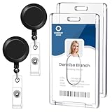 2 Stück Ausweishalter, 2 Stück Ausziehbarem Schlüsselband Transparente Kartenhülle Id Card Holder für Studenten Mitabeiter Schule Büro
