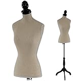 Mendler Schneiderpuppe T220, Schaufensterpuppe Torso weiblich, Schaumstoff - Creme