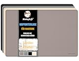 MateeyLife Silikon Napfunterlage Katzen & Hund, Katzennapf Unterlage Hundenapf rutschfest, wasserdichte Unterlage Futtermatte Hund, Futterunterlage Katz Groß, Mittle und Klein, 46x31cm, Graubraun