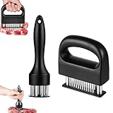 2 Stück Fleischzartmacher,Steaker,Schnitzelklopfer,Fleischklopfer Edelstahl,Meat Tenderizer,Edelstahl Rutschfestem Meat Tenderizer Mit 48 Klingen Und 21 Klingen Für Steak,Huhn,Schwein,Fisch,BBQ