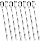AMFUN Latte Macchiato Löffel Set, 8 Stück 24 cm Langer Stiel Rührlöffel Edelstahl, Dessertlöffel, Lange Löffel für Eiskaffee Eistee Milchshake Eisbecher, Spülmaschinengeeignet