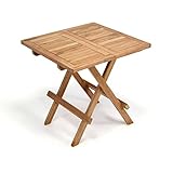 Divero Klappbarer Kindertisch aus Teakholz, behandelt – wetterfest– 50 x 50 cm – Farbe: Natur-braun