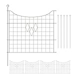 Relaxdays Teichzaun, 5 Zaunelemente, je H x B: 66 x 76 cm, zum Stecken, aus Metall, für Garten, Pool, Beetzaun, braun