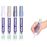 Nurila 4 Farben Fugenstift Set,2MM Fugenstift Fugenmörtel Restaurierung Stift(Weiß, Grau, Beige, Silber) für Fliesen Im Badezimmer, Fugen Reparatur Für Fliesen Wand Bodenfliesenfuge Boden Küchen