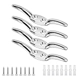 4 Stück Klampenhaken – Anlegeklampen, Belegklampe, Festmacherklampe, Seilklampe & Flaggenklampe für Boot/Yacht – Inkl. Befestigungsschrauben & Kunststoffstopfen – Marine-Decksbeschlag, Dock-Zubehör