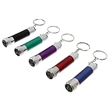 BESTonZON 5 Stück Teiliges LED Schlüsselanhänger Kompakte Taschenlampen in Aluminiumlegierung Langlebig und Tragbar Bunte Farben Rot Lila Grün Blau Schwarz als Geschenk für
