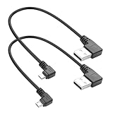 YACSEJAO 9 Zoll Micro USB Kabel, kurzes USB A zu Micro USB Ladekabel mit Linker und rechter Winkel Stecker für Datenübertragung,für Smartphones, Dashcams und Kameras (USB Linker Winkel)