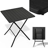 Onbest Balkontisch mit Holz Optik – klappbar – Campingtisch aus robustem Kunststoff – 80 kg Belastbarkeit – für Balkon, Garten & Terrasse – wetterfest – eckig – 56x61 cm