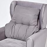 Homescapes Sessel-Rückenkissen grau 68x58 cm, Lendenkissen Sofa, 15 cm Dickes Rückenstützkissen Bett mit Baumwollbezug