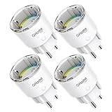 GHome Smart Steckdose mit Strommessung, Mini Wlan Steckdose kompatibel mit Alexa/Google Home, App Fernbedienung, Sprachsteuerung,Zeitplan, 10A,Nur 2,4GHz, 4PCS[2024]Unterstützt kein Tasmota-Flashen