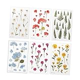 TEHAUX 6 Blätter Teiliges Transparente DIY Scrapbook Aufkleber mit Realistischen Blumenmotiven Selbstklebend und Einfach zu Verwenden für Fotoalben Journaling und Zufällige Farbe