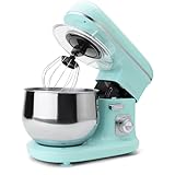 Clatronic Retro Küchenmaschine zum backen | Knetmaschine 5L mit starkem 1100W Motor | Teigmaschine inkl. Haken & Schneebesen | Retro Teigknetmaschine Spritzschutz mit Nachfüllöffnung – KM 3711 mint
