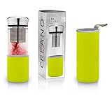 Creano Teebereiter Teamaker - Teeflasche to go aus Glas mit Sieb für losen Tee inkl. Neoprentasche | 400ml (Grün)