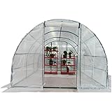 Großes Polytunnel für den Außenbereich, mit robustem Stahlrahmen, Gartenpflanze, Tomaten, Gewächshaus, 6 m lang, Wintergewächshaus, Tunnel
