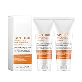 Sonnenschutz LSF 100, Sunscreen SPF 100, Wasserfeste Sonnencreme Für Gesicht Und Körper, Anti Aging Sonnencreme Mit UVA UVB Schutz, Feuchtigkeitsspendend, Nicht Fettend (2)