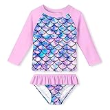 Badeanzug Mädchen 2-Teilige Uv Badebekleidung Kinder Lange Ärmel Stoffdruck Schwimmanzug Uv Shirt Mädchen 4-5 Jahre