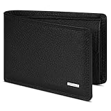 REDOLZ Mini-Geldbörse aus Leder | RFID-Schutz & 4 Kreditkartenfächer | Herren-Geldbeutel Querformat | Maße 10,5 x 2 x 7,5 cm (schwarz)