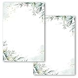 20x Blanko Karten mit Muster Postkarten Set zum Selbstgestalten Selbstbedrucken DIY Einladungskarten Grün Aquarell Postkarte 2 Seitig Einladung Spiel Geburtstag elegant Glückwünsche Grußkarten DIN A6