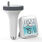 Newentor Funk Poolthermometer - 4-fach Wasserdicht - Antennen-Turbo durchdringt Wände für 100m Reichweite - Schwimmend Wasserthermometer Energiespar-Chip für lange 6-Monate Batterielaufzeit