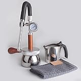 Milchaufschäumer und Dampfgarer für Camping, 350 ml Wasserkocher, 3-Loch-Dampfdüse, Manometer, einstellbarer Winkel, Outdoor-Wasserkochmaschine für Milchschaum