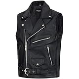 PAULGOS Lederweste Weste Kutte Leder Biker Rocker Motorrad Clubweste Bikerweste Motorradweste Schwarz BW2 (XL, Schwarz)