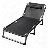 Übergroßes Klappbett für Erwachsene mit Kissen, Feldbett, Karpfenliege, Tragbares Schlafbett mit 4-Fach Verstellbarer Rückenlehne, Feldbett für Outdoor-Reisen, Strand, Wandern