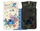 Stitch & Angel Bettwäsche Set 100x140 cm mit Kissenbezug 40x50 cm 100% Baumwolle | Nachtleuchtender Stil Babybettwäsche Set perfekt für Kinder | Stitch & Angel Wendebettwäsche für Jungen & Mädchen