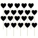 SHERCHPRY 20 Stück Kleiner Kreidetafelaufsätze Herzförmige Gartenblumen Tags Leichte Tafel für Nachrichten Hochzeits und Gartendekoration