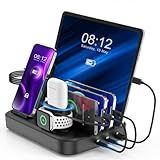 seenda Ladestation Mehrere Geräte Kabellos 67W mit PD Schnelles - Wireless Charger und 6 Ports(Type C&USB A) USB Ladegerät mit 2×20W PD für Handys Tablets, Schwarz